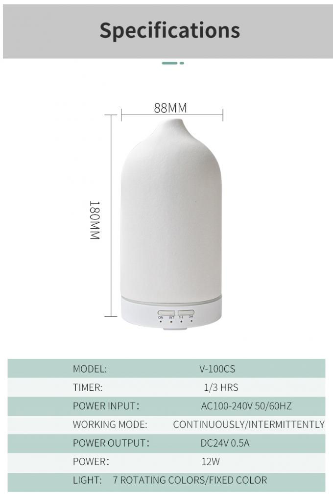 Homefish 2.4MHZ Ultrasone Aroma Bevochtiger Keramische Aromatherapie Diffuser OEM 100ml 7