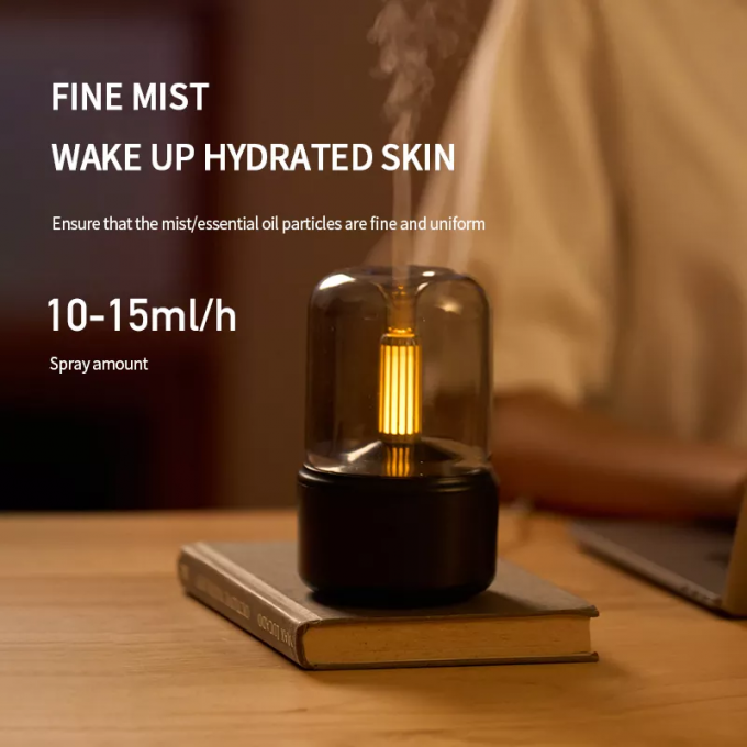H2o Sproei Mist Maker Fogger Aroma Diffuser Essentiële olie Auto Luchtbevochtiger Mini Atmosfeer Simulatie Kaarslicht Bevochtiger 2
