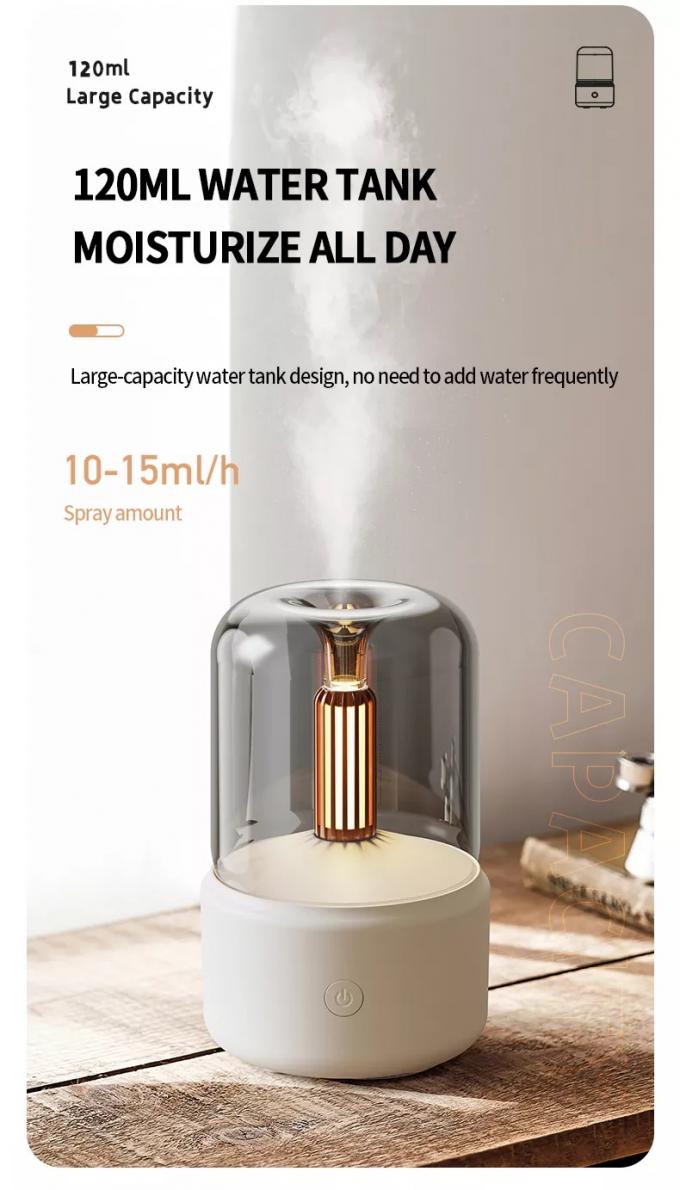 H2o Sproei Mist Maker Fogger Aroma Diffuser Essentiële olie Auto Luchtbevochtiger Mini Atmosfeer Simulatie Kaarslicht Bevochtiger 7