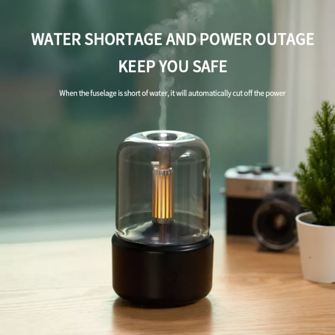 H2o Sproei Mist Maker Fogger Aroma Diffuser Essentiële olie Auto Luchtbevochtiger Mini Atmosfeer Simulatie Kaarslicht Bevochtiger 5