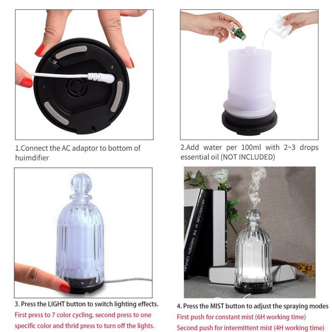 HOMEFISH 120 ml glazen aromatherapiebevochtiger Ultrasone huishoudelijke essentiële olie aroma diffuser 16