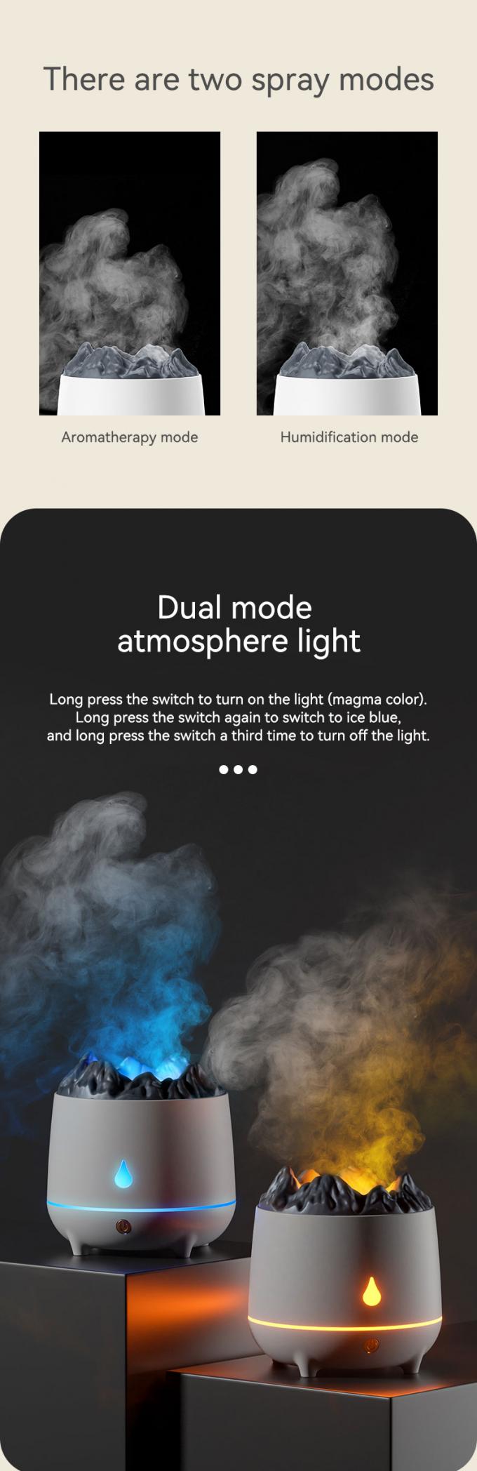 Nieuwe aankomst 400 ml Vulkaanse aromatherapie luchtbevochtiger Mini Draagbare luchtbevochtiger Twee modus Intelligente aromatherapie luchtbevochtiger 8