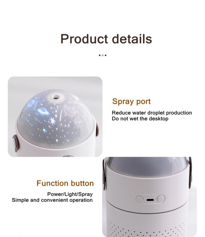 Galaxy Projection Light Air Humidifier 500ML Twee-modus Intelligente Oplaadbare Draadloze Ultrasone Mist Maker Air Humidifier 10