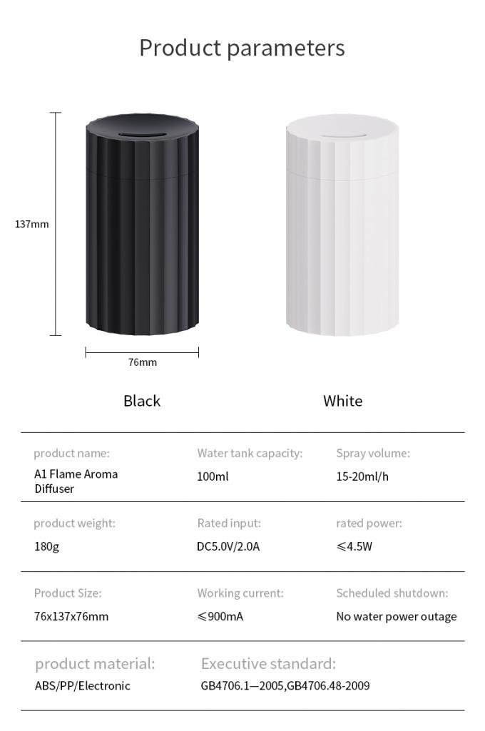 Nieuwe aankomst Nieuwe hete usb essentiële olie vlam aroma diffuser ultrasoon lucht draagbare waterloze luchtbevochtiger 100 ml auto aroma diffuser 12