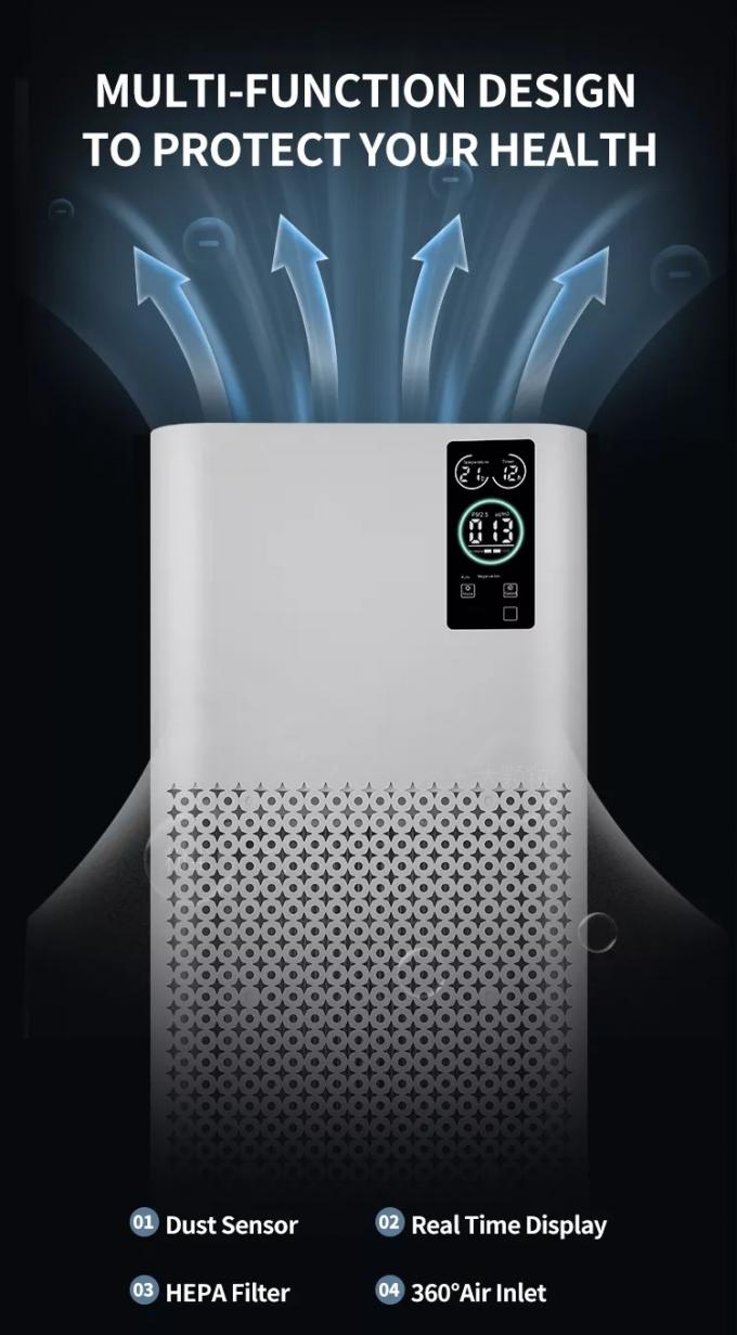 Huishoudelijke WIFI-luchtreinigers Lucht ioniserende ozonvrije kamer Hepa filter Smart Touch Control Huishoudelijke luchtreinigingsapparatuur 4