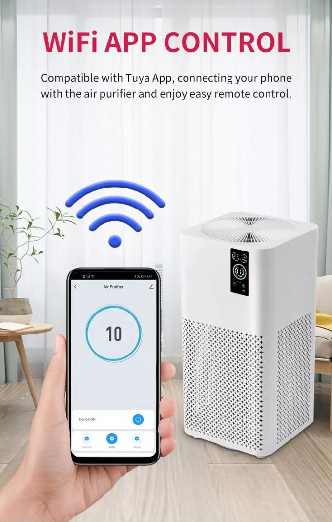 Huishoudelijke WIFI-luchtreinigers Lucht ioniserende ozonvrije kamer Hepa filter Smart Touch Control Huishoudelijke luchtreinigingsapparatuur 8