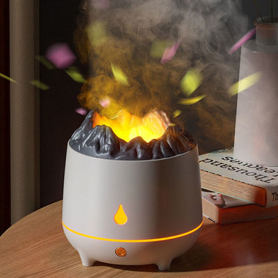 Goede prijs Nieuwe Mini 400 ml Flame Air Humidifier Ultrasone Olie Diffuser Warm Light Simulatie Vulkan Flame Aroma Diffuser Humidifier online