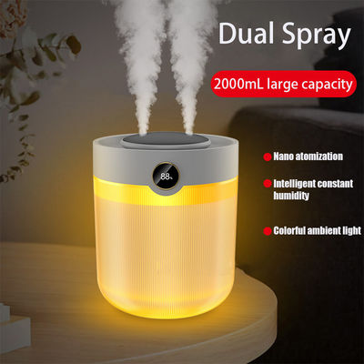 Grote capaciteit 2L vochtigheidsscherm Dual Spray USB Silent Huishoudelijke vochtbevochtiger