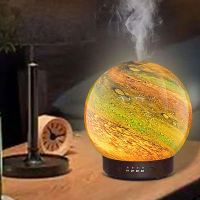Goede prijs 3D Planet Beautiful Design Zeven kleuren Licht Aroma Diffuser Glasbal Decoratie Essentiële olie Diffuser voor thuis Desktop online